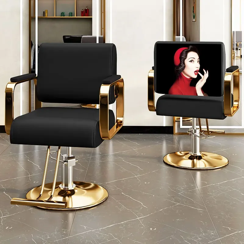 Silla De barbero clásica De lujo, mueble De salón De belleza, equipo De estética, color negro