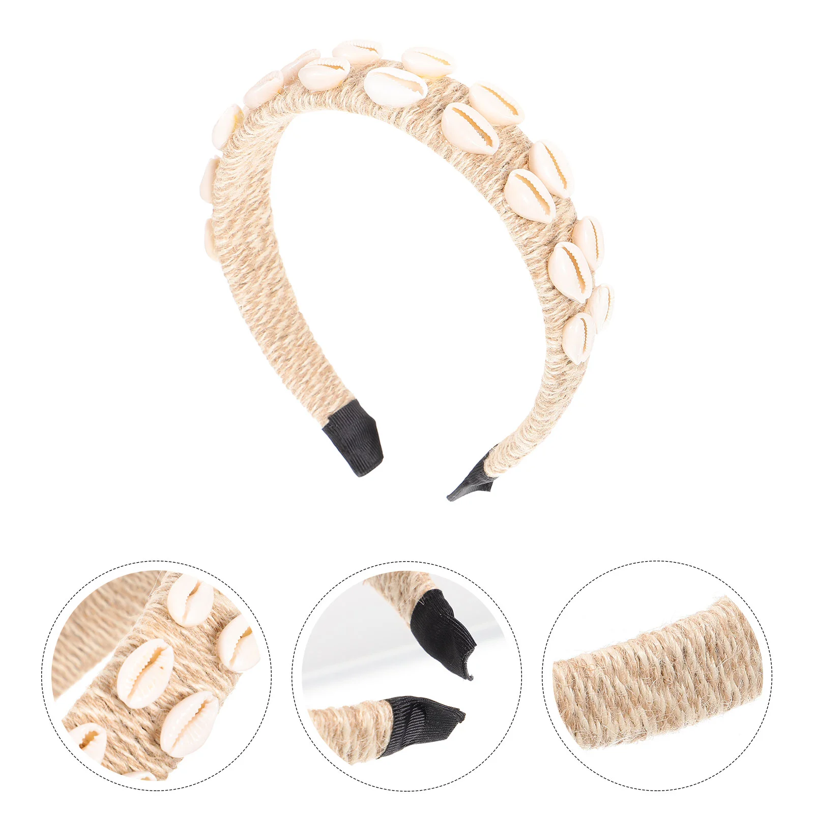 Black Seashell Braided Hairband for Women Girls Elegant Baroque Vintage Headbands Party Carnival Christmas Accessories