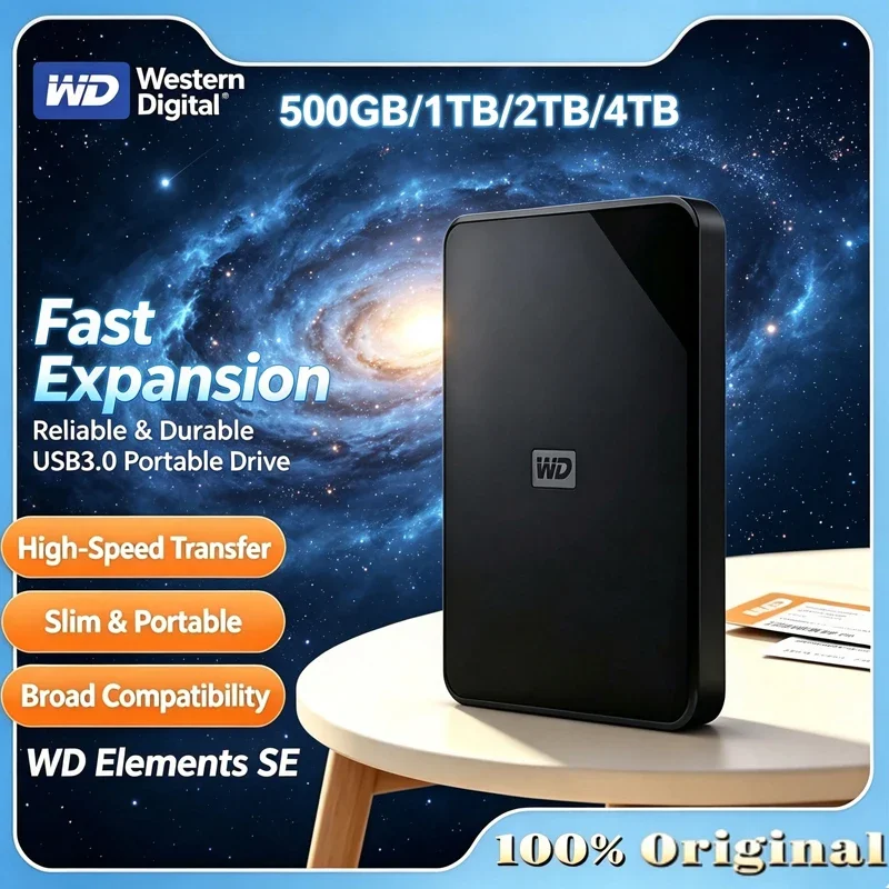 WD Elements Portable External Hard Drive 1TB 2TB 4TB 5TB USB3.0 2.5 Inch Western Digital HDD For Notebook Computer File Backup