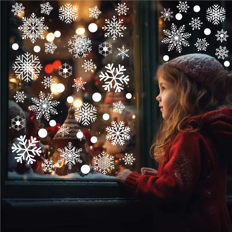 4 Sheet Snowflake Electrostatic Wall Stickers Kids Room Window Car Christmas Decoration Decals Wallpaper Christmas Decorations