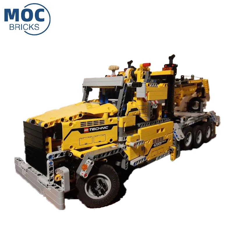 Super Car Series MOC Building Block Black Big Rig Tow Truck Vehicle Model DIY Assembly Bricks Children's Toy Xmas Puzzle Gifts