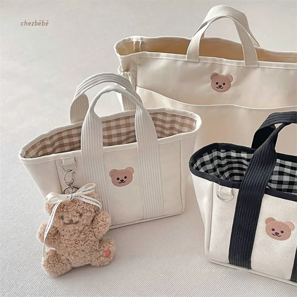 Cute Bear Pattern Cartoon Mommy Bag Lightweight Drawstring Baby Diaper Bag Handheld Large Capacity Maternity Packs Outdoor