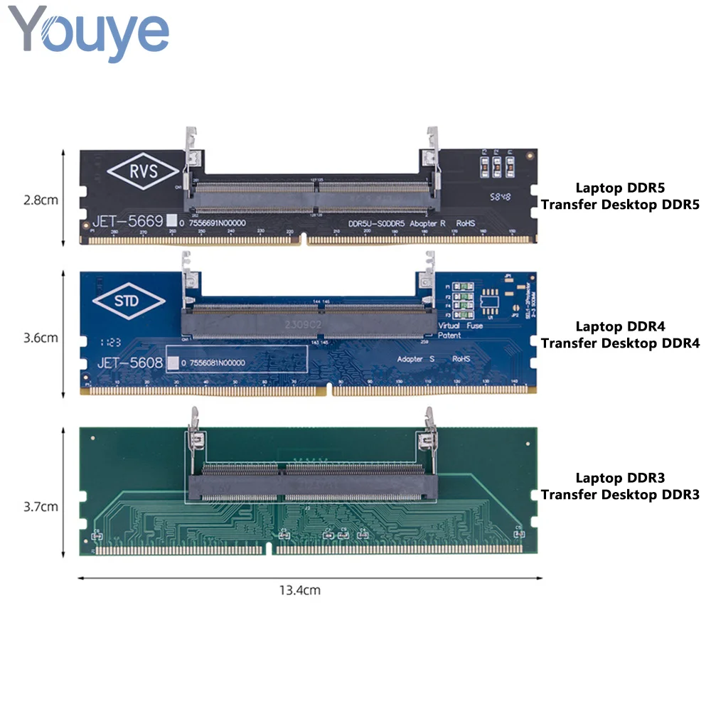 DDR3 DDR4 DDR5 Laptop to Desktop Memory Adapter Card Memory RAM Adapter DIMM Card SO-DIMM To PC Computer Converter Power Supply