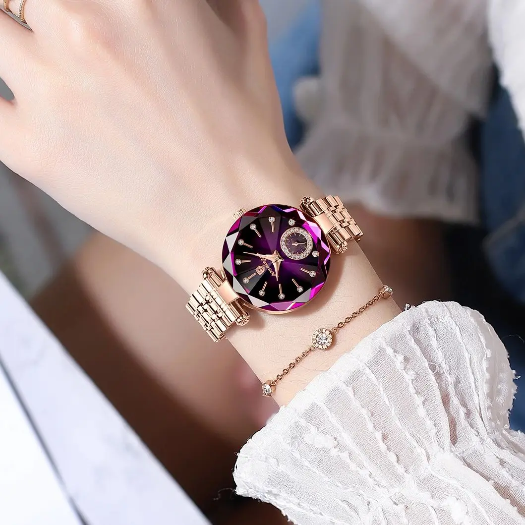 POEDAGAR Роскошные женские наручные часы с бриллиантовым циферблатом, водонепроницаемые часы из нержавеющей стали для женщин, элегантные простые кварцевые женские часы