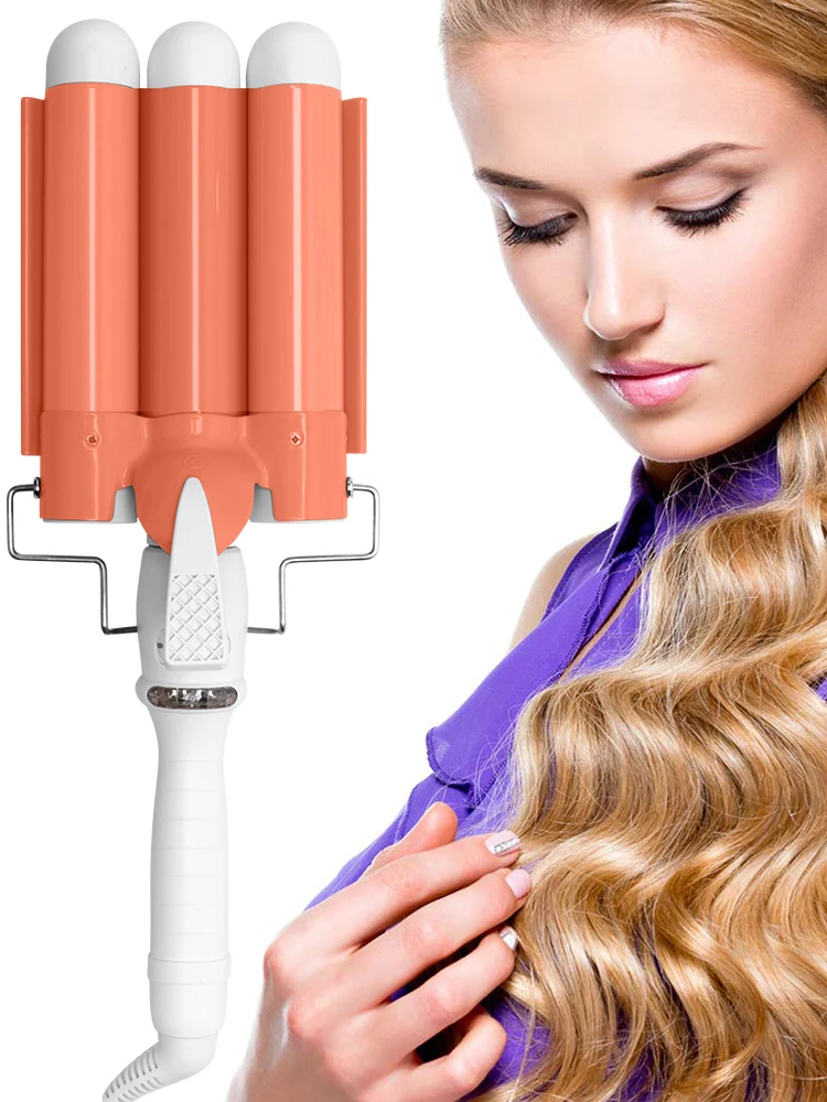 

3 Barrel Curling Iron Wand Temperature Adjustable 5 Size Perm Splint Ceramic Triple Barrels Hair Waver Portable Hair Iron Curler