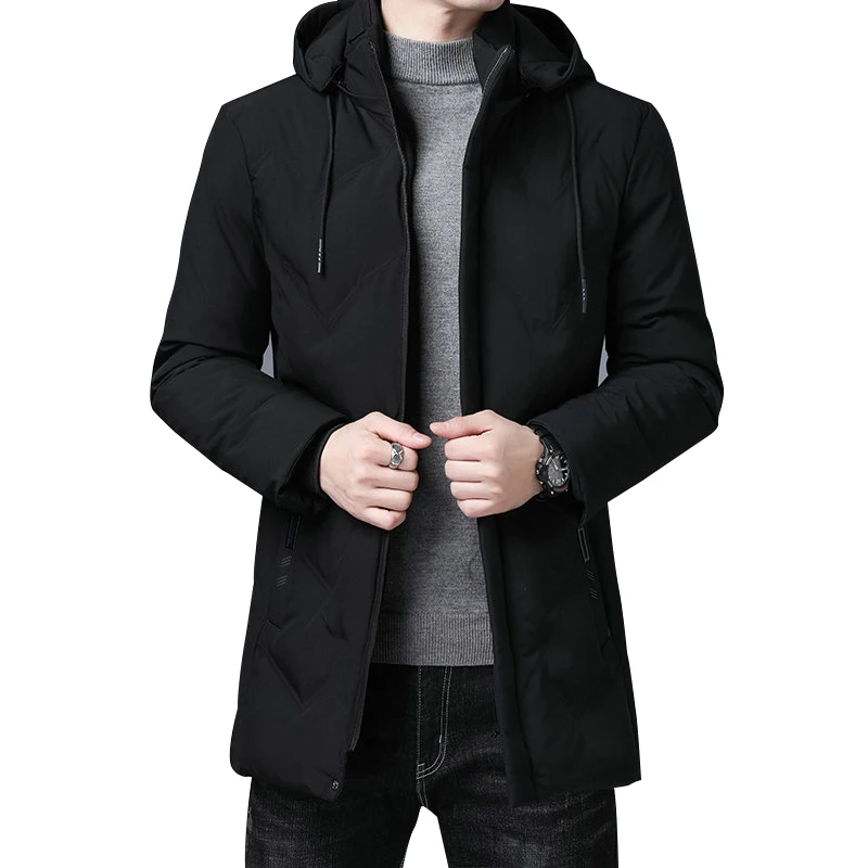 

Top Grade Designer Warmth Brand Men Parka Jackets Thick Casual Fashion Windbreaker Hooded Quilted Bubble Coats Long Mens Clothes