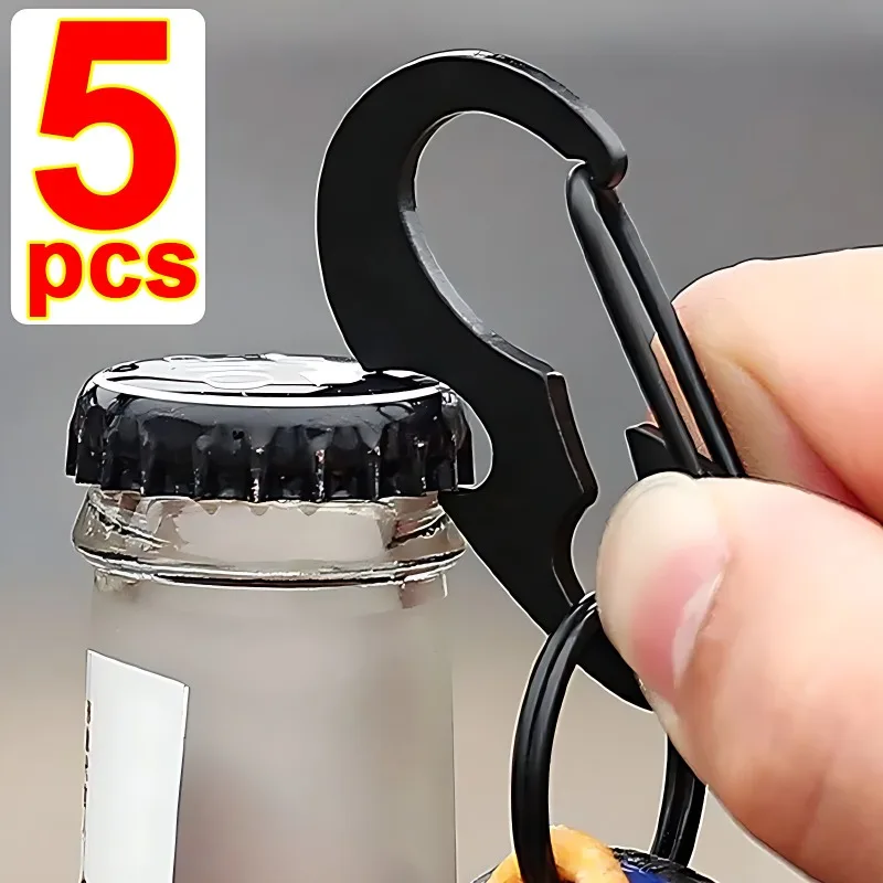 1/5PCS Multipurpose Key Ring Outdoor Camping Bottle Opener Carabiner Multi Pocket Tool Screwdriver Gadget Climbing Outdoor Tool