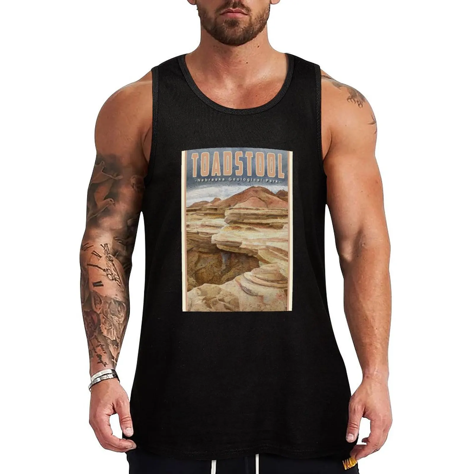 Nebraska Travel Toadstool Geological Park Nebraska Camiseta sin mangas con estampado abstracto, informal, con gráfico, sin mangas