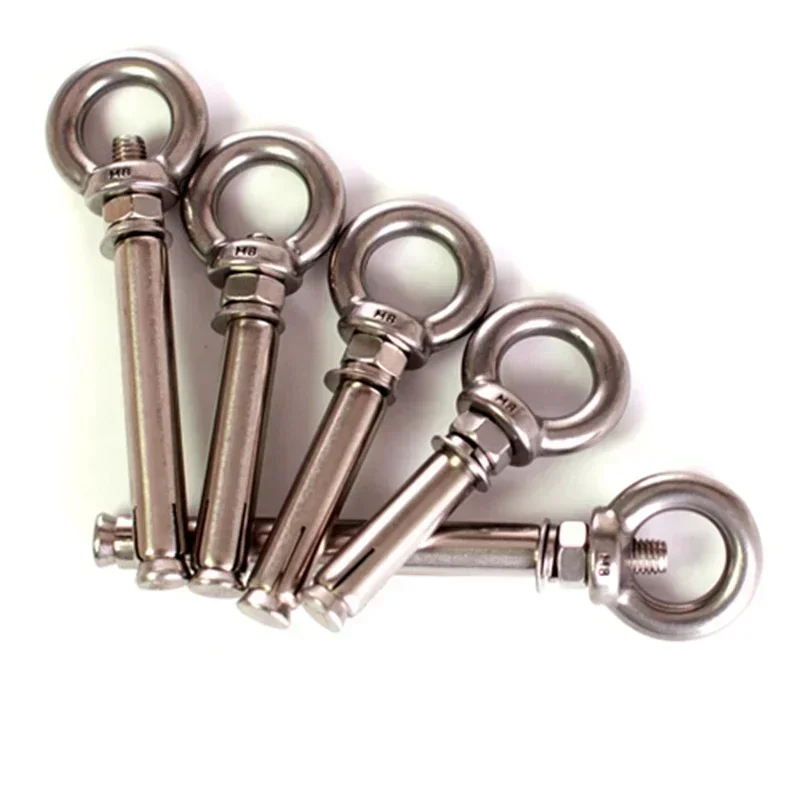 304 Stainless Steel Expansion Bolts With Ring Wall Anchors Eye Screws  Size M6-M20 Length Lengthened