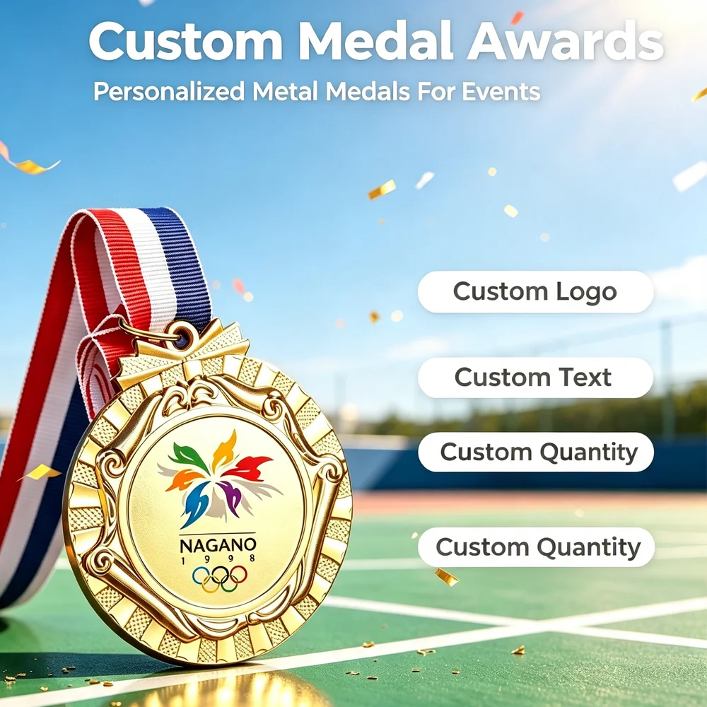10pcsFree Customized Logo 65MM Metal Award Medals Game Sports Competition Winner Medals Souvenir for Sport Company Anniversaries