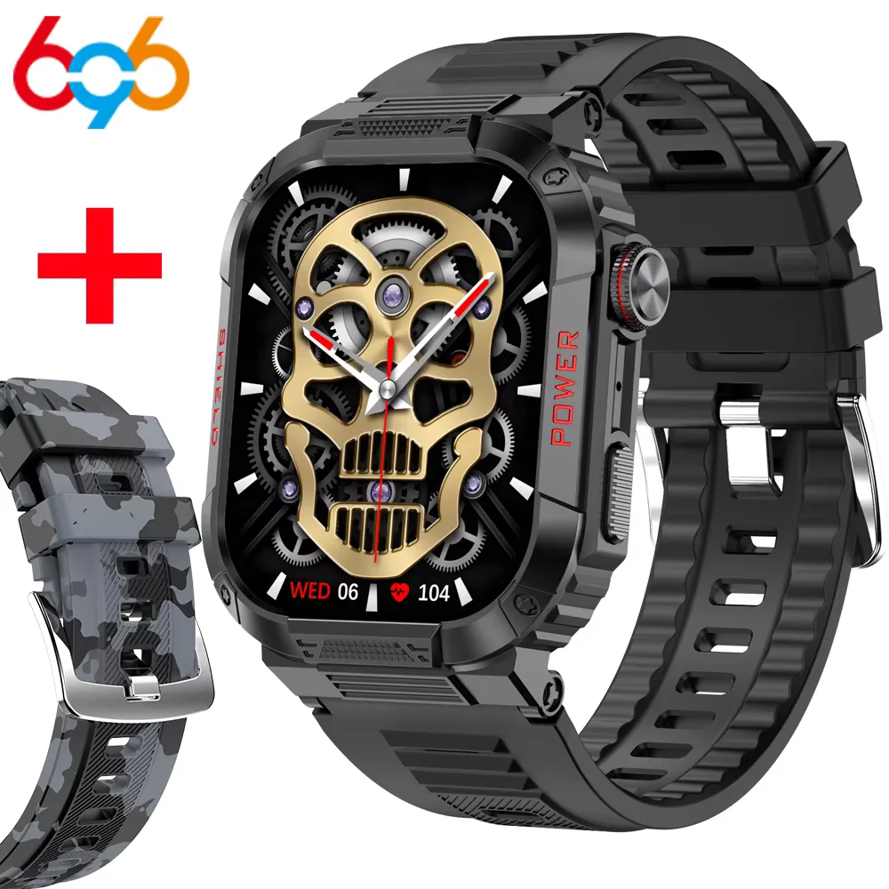 

Sports Fitness Men Outdoor Smartwatch 2.02" Blue Tooth Call Voice Assistant Heart Rate Smart Watch IP68 Waterproof Watches