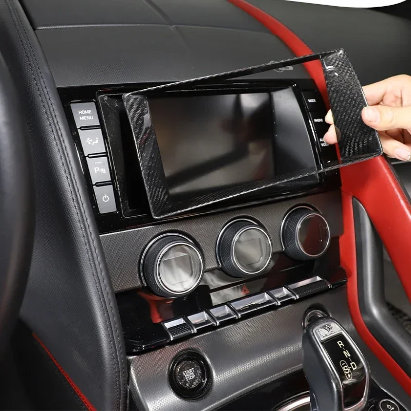 

Real Carbon Fiber Car Central Control Navigation Screen Panel Frame Cover Trim Interior Car Accessories For Jaguar F-TYPE 13-18
