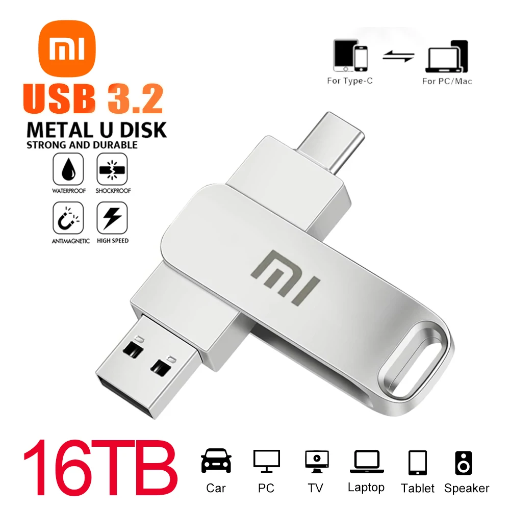 محركات أقراص فلاش USB من النوع C من Xiaomi 2 تيرا بايت بندريف USB 3.2 واجهة محرك القلم OTG سعة كبيرة 16 تيرا بايت U عصا ذاكرة القرص للهاتف والكمبيوتر