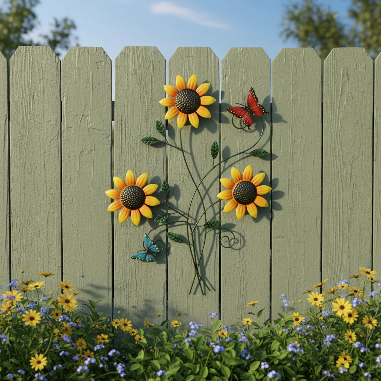 Metal Sunflower Wall Hanging Outdoor Courtyard Decoration Iron Art Piece for Garden Patio