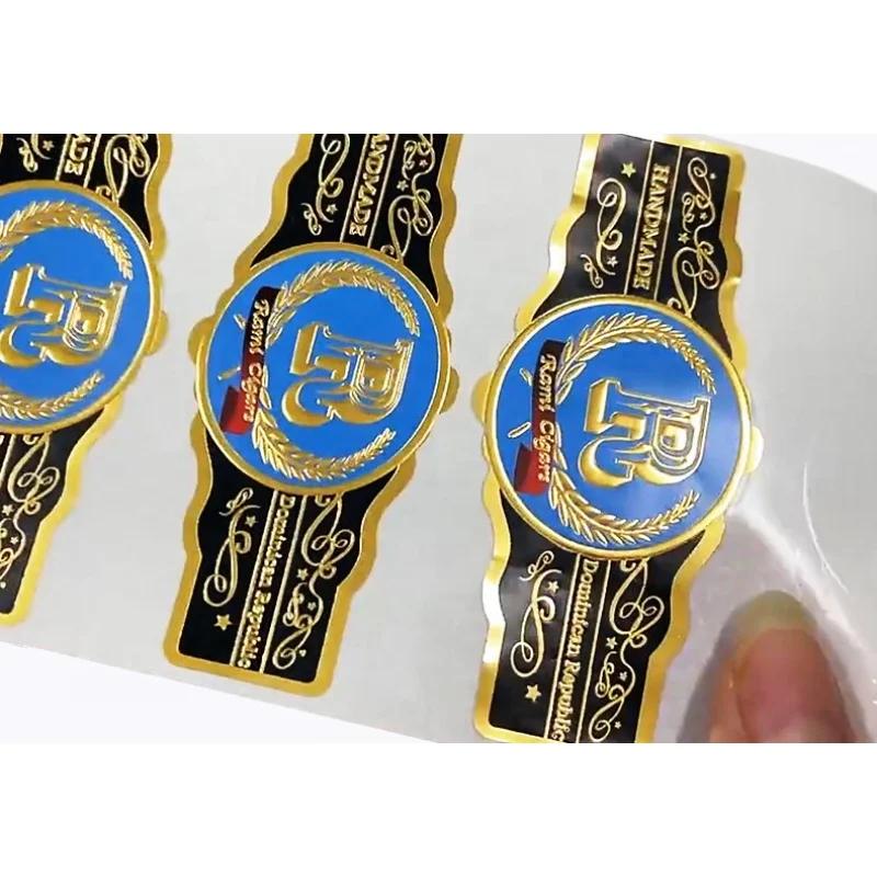 Customized productEco-friendly Printing Custom Logo Cigar Label Gold Foil Stamping Embossed Cigar Ring Bands Labels