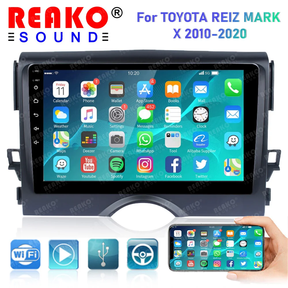 

REAKOSOUND 2din Android 12 Car Radio For Toyota Reiz Mark X 2010-2015 Multimedia Video Player Android Auto GPS Navigation Stereo