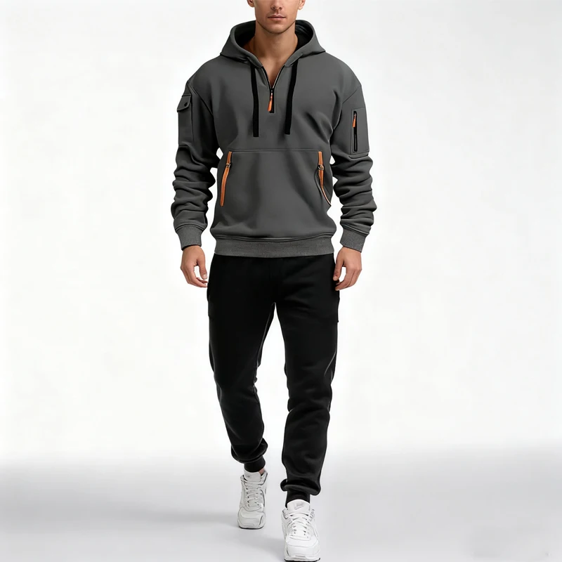 

Autumn Winter Trending Tracksuits Men Zipper Hoodie + Pant 2 Piece Set Sports Wear Jogging SuitsS-3XL