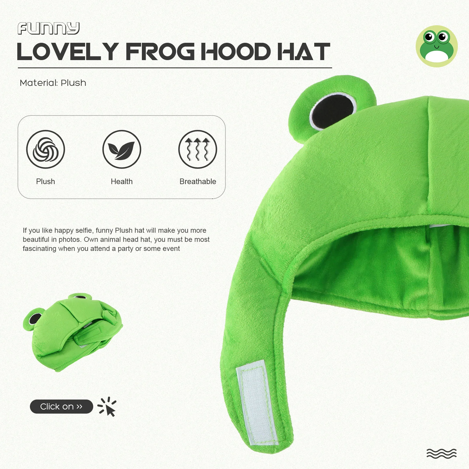 Frog Hood Hat Novelty Gift Cartoon Headgear Accessories Cosplay Costume Photo Props