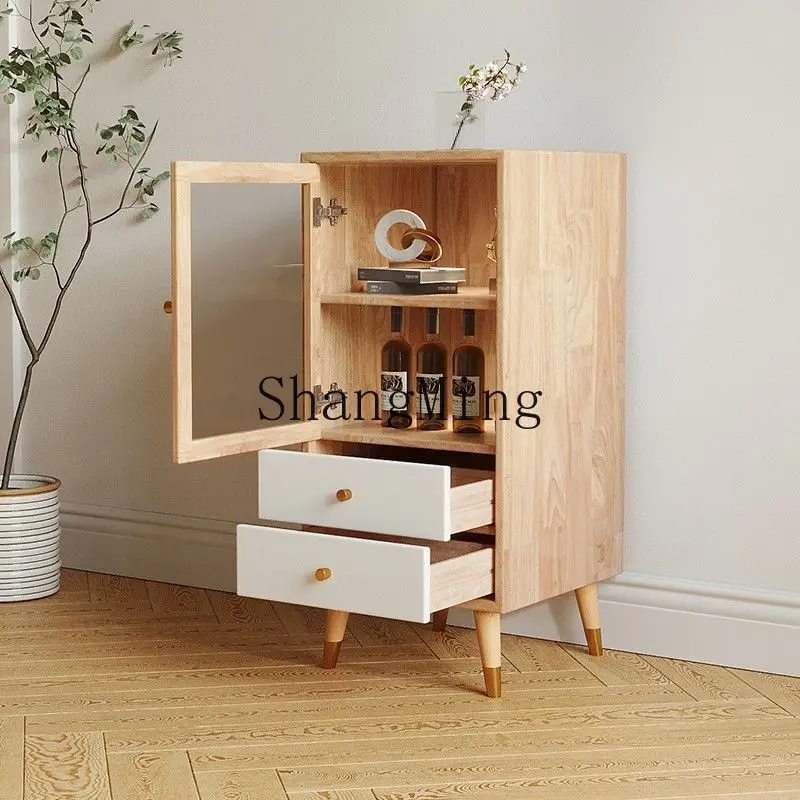 

FG solid wood tempered glass door wine partition corner against the wall red and white restaurant modern and simple