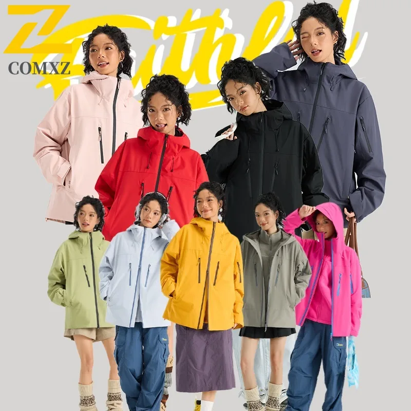 

COMXZ 2025 Autumn Winter Polyimide Tech Fleece Couples Jacket Two Piece Set Windproof Waterproof Outdoor Sports tactics Coat
