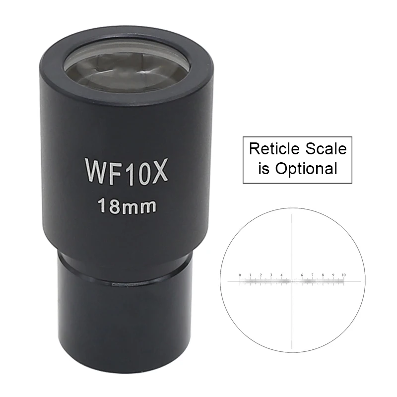 Imagem -03 - Peça de Campo Largo Wf10x Ocular Visão Campo 16 mm 18 mm para Microscópio Biológico Lente Óptica com ou sem Escala de Reticle 1