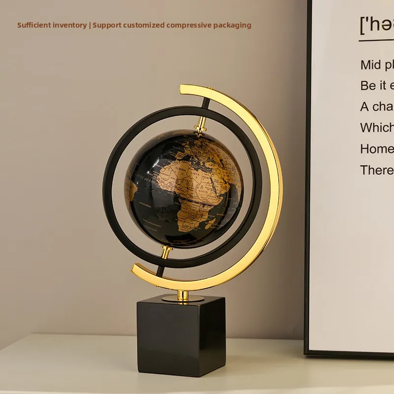Light luxury metal globe ornaments luxurious high-end home decor living room gifts decorative crafts