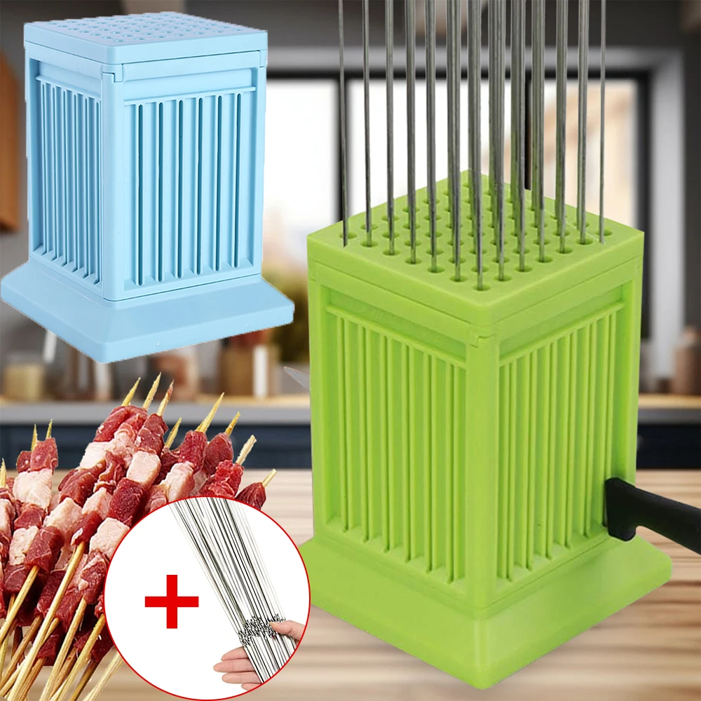 Caja de Herramientas para brochetas de carne de barbacoa, fabricante rápido de Kebab, cortador de carne, accesorios de cocina para fiesta de barbacoa en casa, 49 agujeros