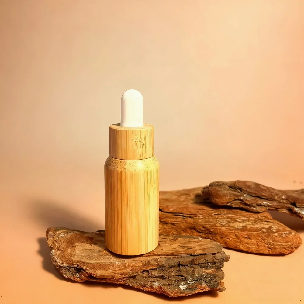 Bamboo Essential Oil Bottles 10ml-30ml Refillable Serum Dispensing Bottles Eye Dropper with Pipettes Cosmetic Sample Container
