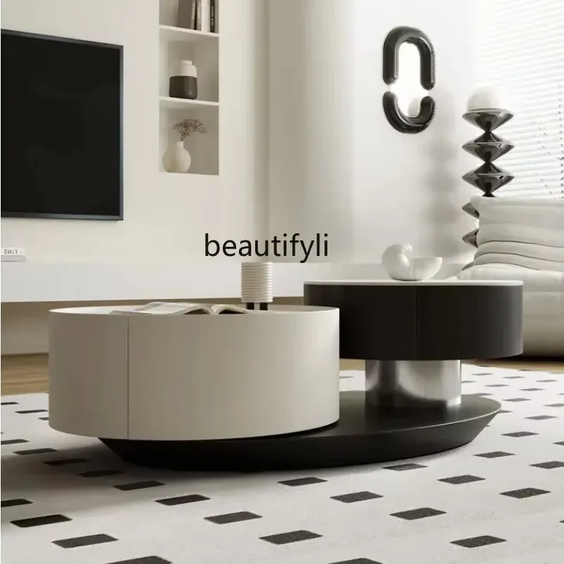 

new Stone Plate Coffee Table Living Room Home Small Apartment Simple Modern round Tea Table ss 8617