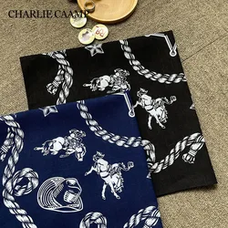 Foulard Carré Imprimé Noir et Bleu Marine pour Homme, Hijab de Haute Qualité en Coton, Hip Hop, Rétro, Fleur de Cajou, Bandana, Bande de Sauna, Paisley, Garçon et Fille