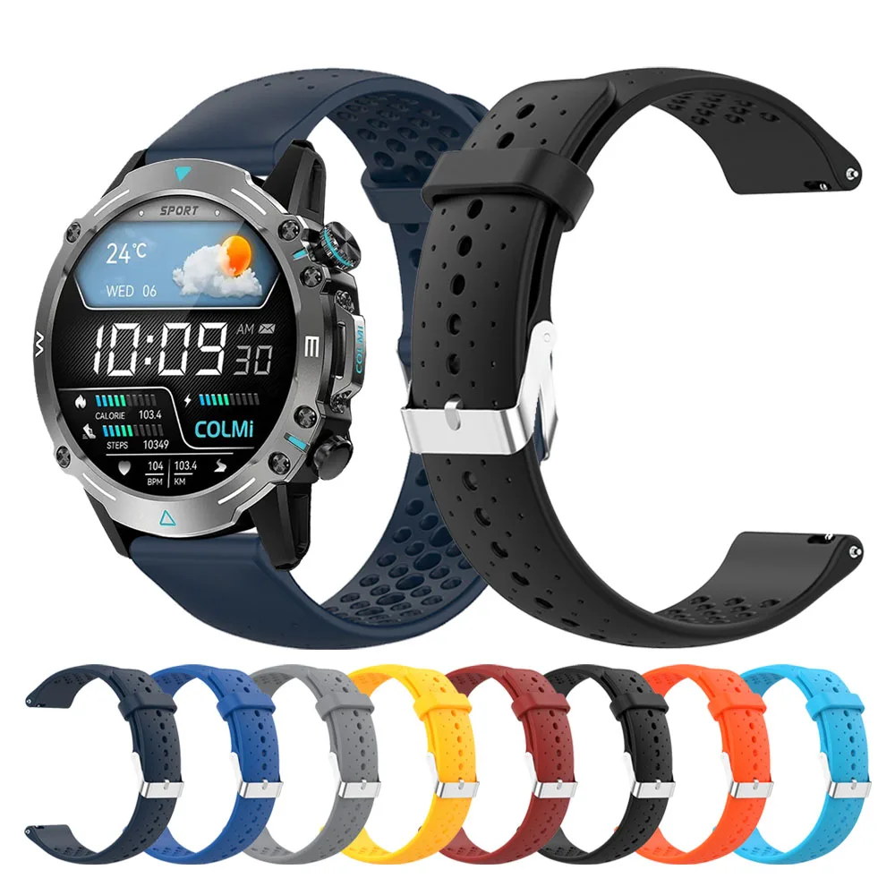 

Ремешок 22/20 мм для COLMI C8 Max/V75 GPS/V73/M42/P73/P68, силиконовый ремешок для COLMI I28 Ultra/I31/P28 Plus, универсальный ремешок для часов Correa