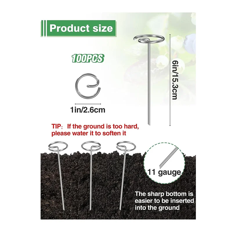 Grapa de jardín antioxidante de Metal, grapa de paisaje de 100 piezas de 6 pulgadas para asegurar la barrera de malas hierbas de tela para césped