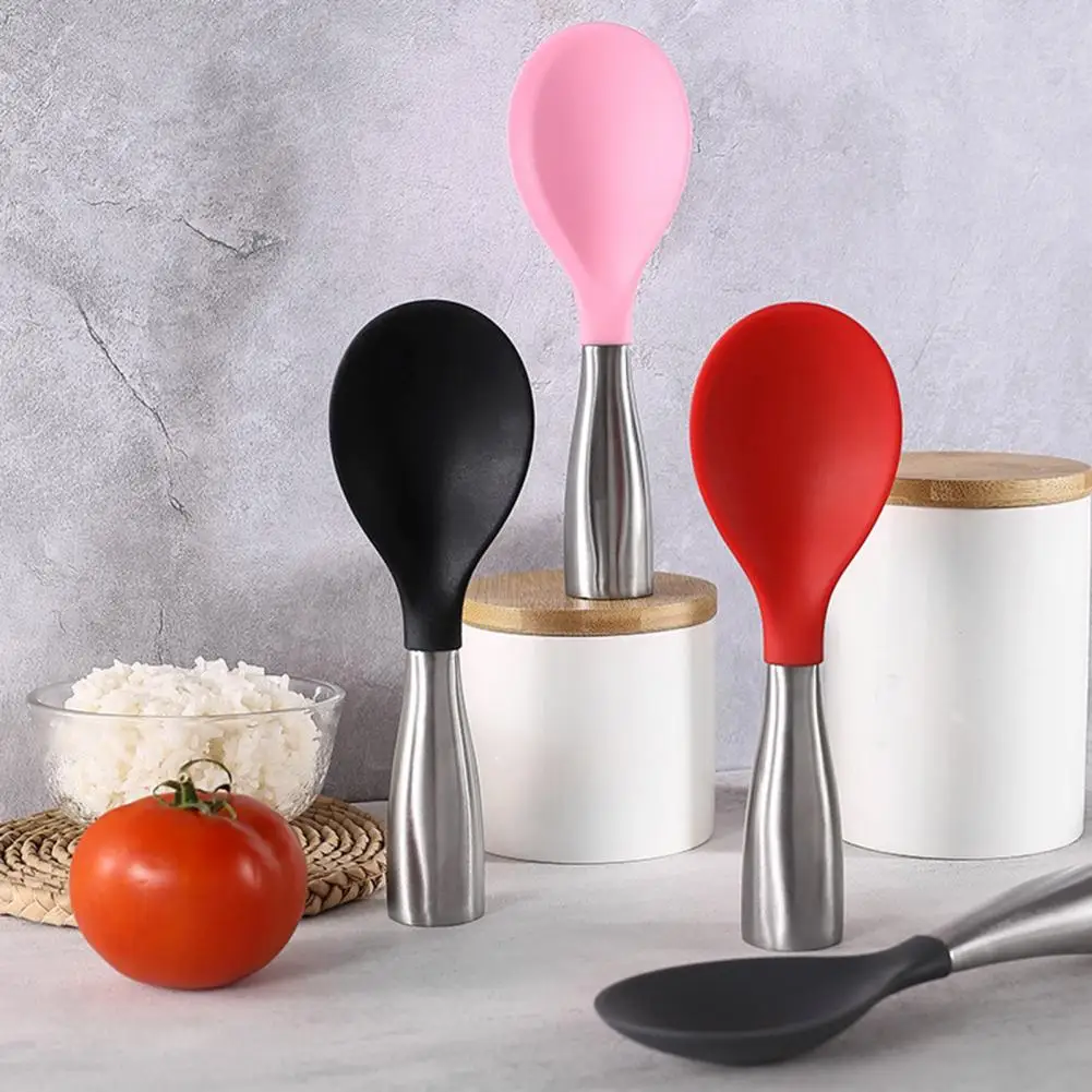 Rice Shovel Stainless Steel Rice Scoop Anti-deform Compact  Convenient Ergonomic Comfortable Grip Rice Scoop