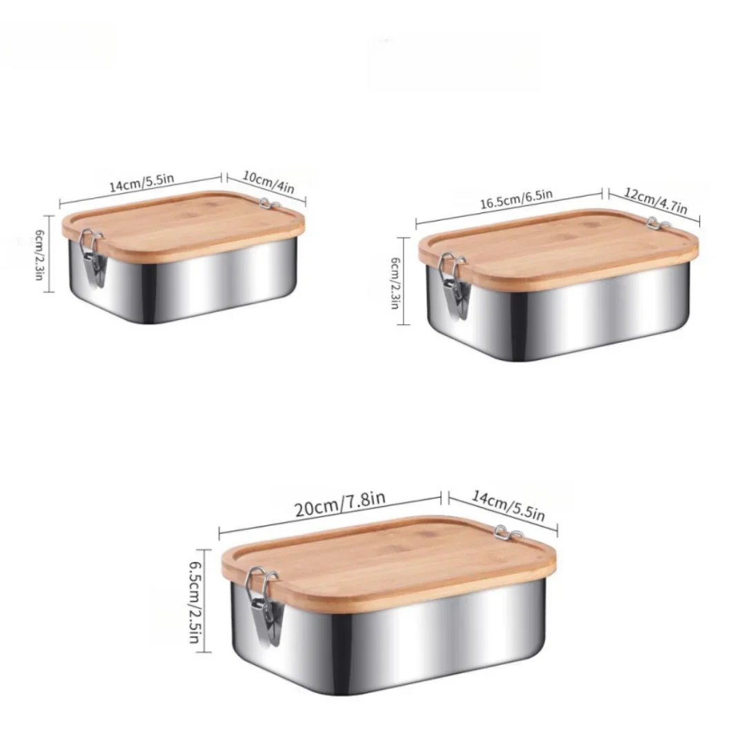 New 304 stainless steel bamboo lid lunch box, Japanese style lid preservation box, lunch box, lunch box, food storage box