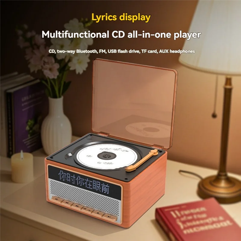 AA60-ลําโพงบลูทูธแบบพกพาอัลบั้มเครื่องเล่น CD วันเกิดเครื่องเล่นเพลง Retro Design