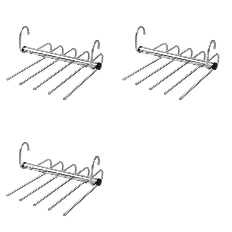 

EYFL-3X 5 Layers Folding Pants Hangers Stainless Steel Space Saving Clothes Rack Organizer For Wardrobe Jeans Trousers Scarf