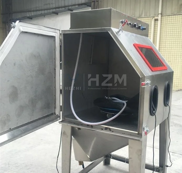 Small Cabinet Manual Stainless Steel Wet Working Type Sand Blasting Machine