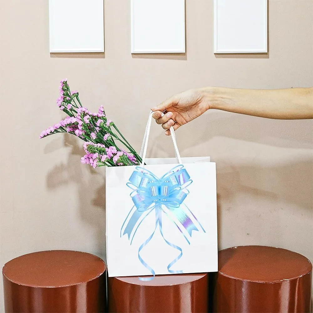 أقواس هدايا، قوس سحب أزرق قزحي الألوان للسلال، باقة زهور، ورق، حقيبة هدايا، صندوق، استحمام الطفل، هانوكا (6 بوصة)