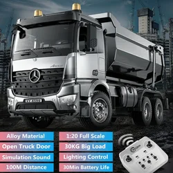 1:20 Large Simulation Scratch RC Dump Truck Remote Control Alloy Material 16CH 30KG Load Oped Door Remote Control Truck