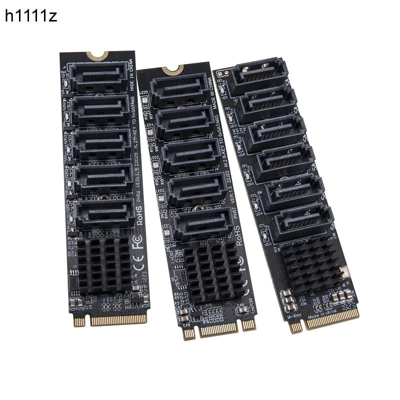 Adapter M2 do SATA M.2 NGFF NVME do SATA3.0 Karta rozszerzeń B+M Key M-Key do 5/6 portów SATA3.0 6Gbps Controller Riser dla HDD SSD