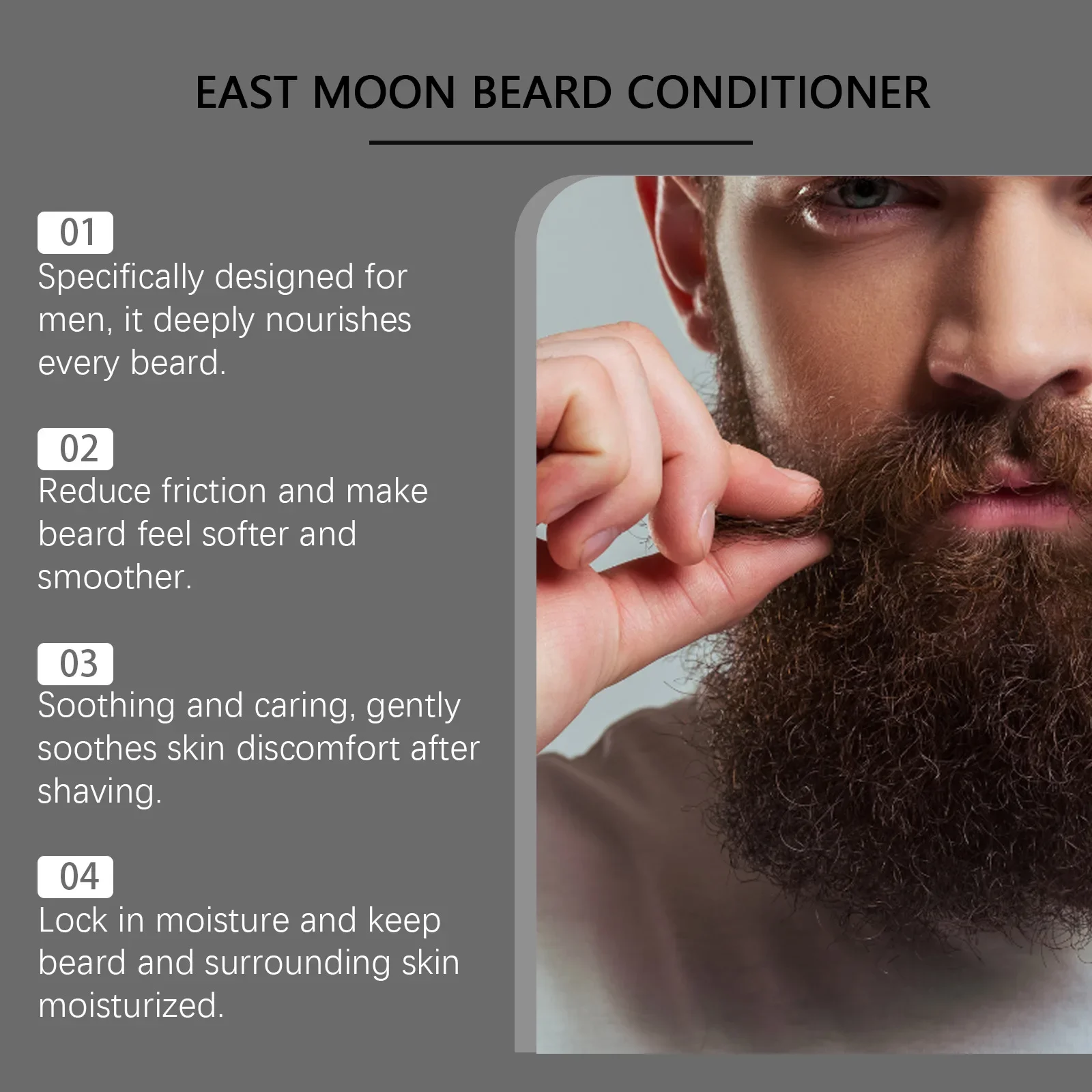 EAST MOON-acondicionador de barba para hombre, nutritivo, hidratante, reparador, Frizzy, fuerte, suave y brillante