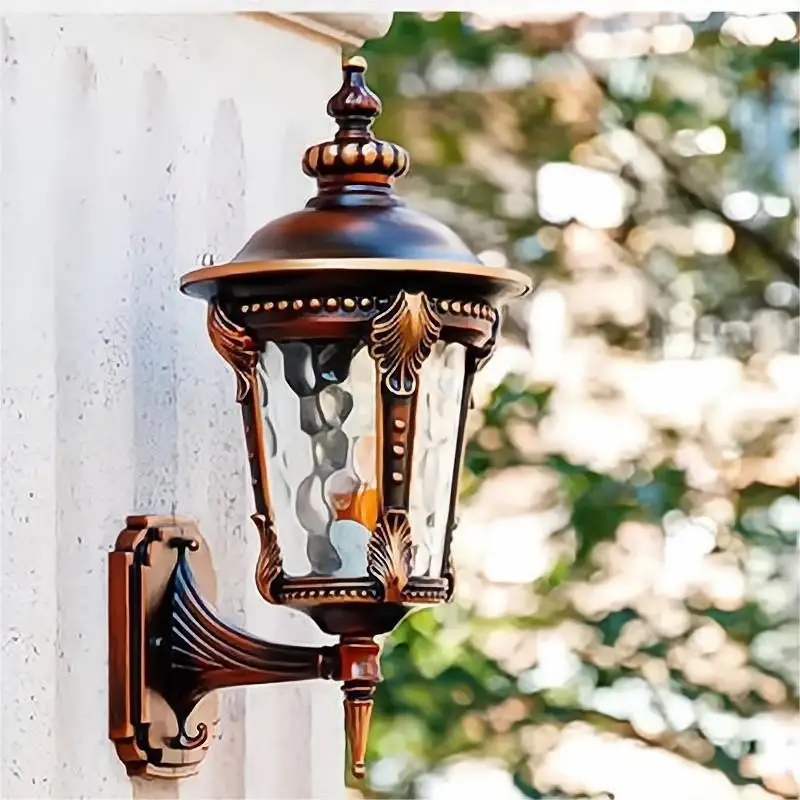 Outdoor impermeável Solar Wall Light, External Hanging Lamp, Villa e Pátio, Varanda e Jardim, Europeu