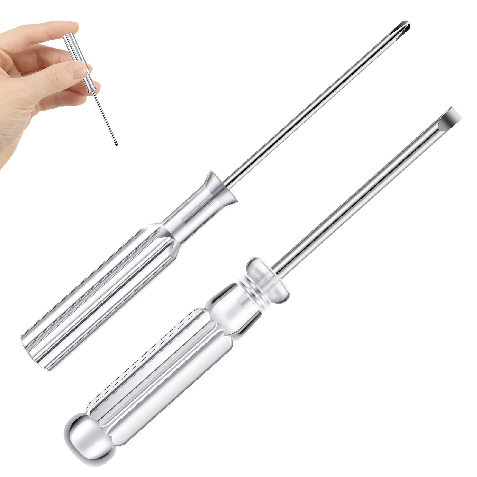 2Pcs Mini Transparent Screwdriver Portable Small Manual Precision Home Appliances Repair Tool Phillips Slotted Screw Driver Set