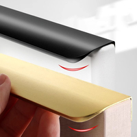 Invisible Luxury Cabinet Door Handle Non Perforated Wardrobe Edge Wrapped Long Black Handle Cabinet Concealed Handle 80-1200MM