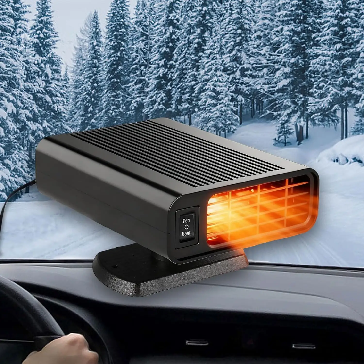 

Портативный автомобильный обогреватель 12 В, 150 Вт с подогревом/холодом 2-в-1, 360 градусов ° Размораживатель, вилка прикуривателя для легковых автомобилей, внедорожников, грузовиков
