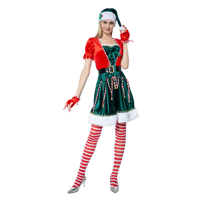 Ygolonger 2023 New Sexy Christmas Women's Multi-Size 5-Piece Female  Elf Atmosphere Holiday Party Stage Performance Dress Cloth