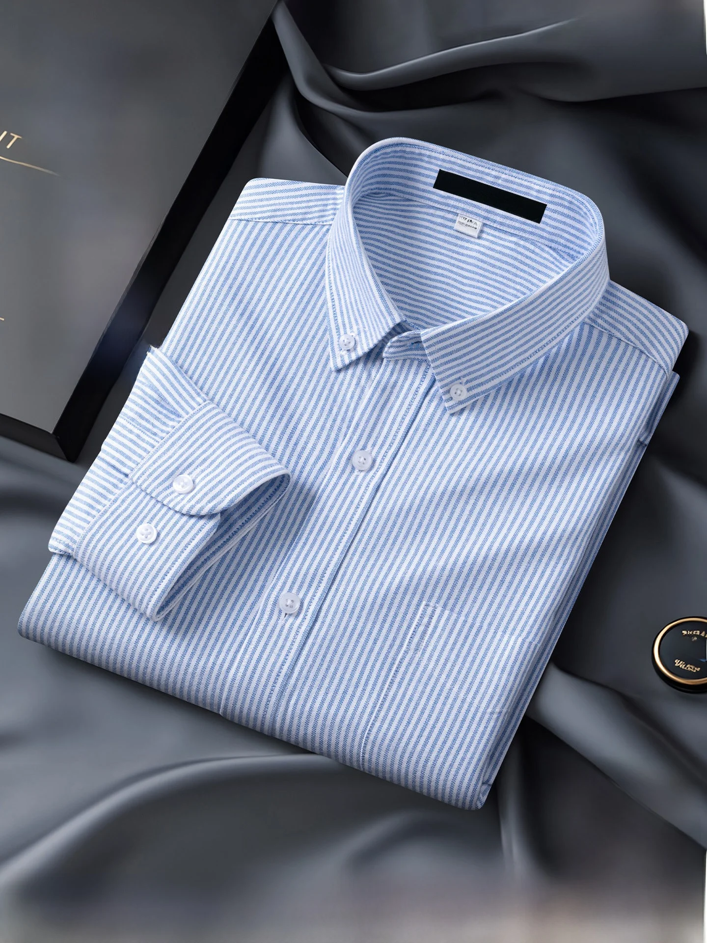 Pure Cotton Oxford Weave Long Sleeve Shirt for Men Casual Washed Style Autumn New Arrival Business Casual Striped Pattern
