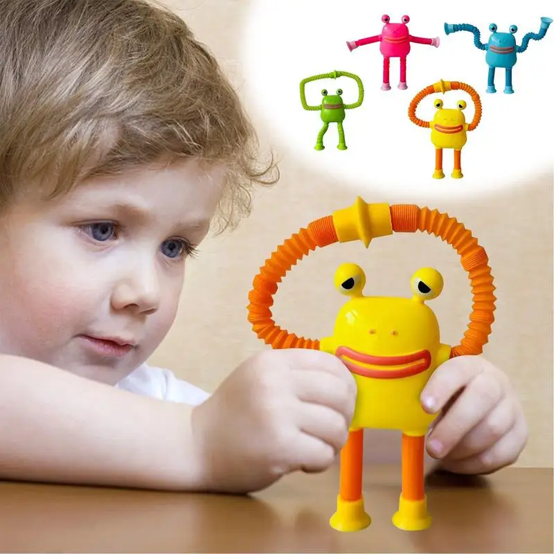 Cute Frog Pop Toys Children Animal Sensory Tubes Games Stress Relief Squeeze Playing Plastic Tube Decompressiones Gifts