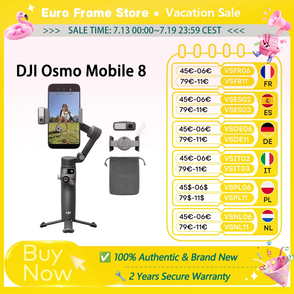 DJI Osmo Mobile 8 OM8 Stabilizzatore Gimbal per Smartphone a 3 Assi Originale Nuovo di Zecca OM8