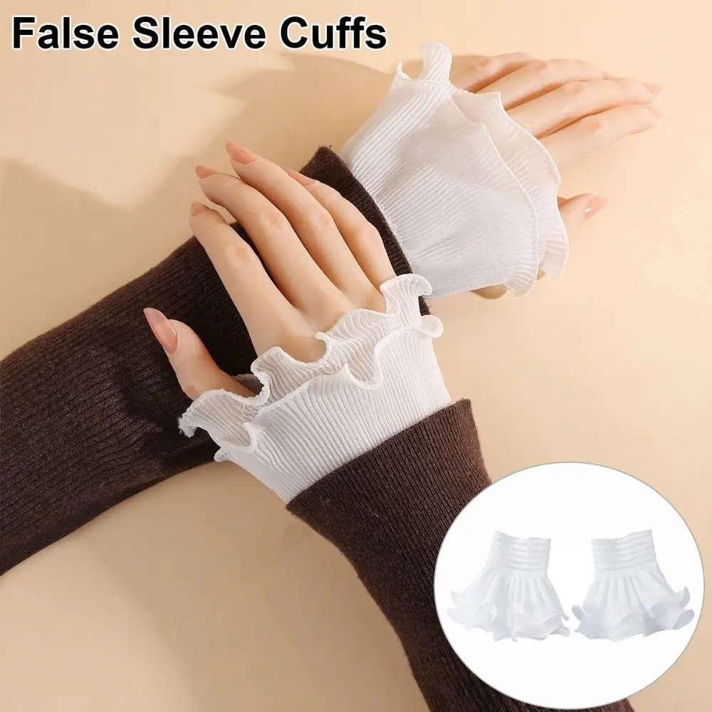 

New Multilayer Ruffle Fake Cuff Detachable White Black Wrist Cuff Clothing Accessory